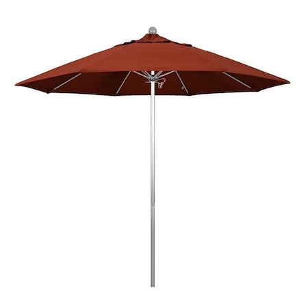 California Umbrella California Umbrella ALTO908002-5440 9 ft. Fiberglass Market Umbrella Pulley Open S Anodized-Sunbrella-Terracotta ALTO908002-5440